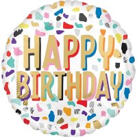 18" Confetti Happy Birthday Foil Balloons