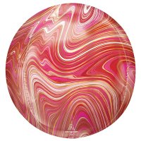 15" Red & Pink Marblez Orbz Foil Balloons