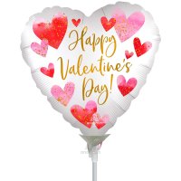9" Happy Valentines Day Watercolor Satin Luxe Air Fill Balloons