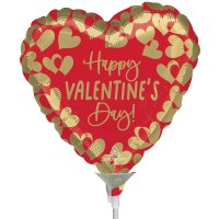 9" Happy Valentines Day Golden Air Fill Balloons