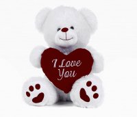 53cm White Bear with Love Heart