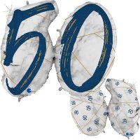 50 Blue Marble Mate Shape Number Balloons