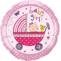 18" Baby Girl Stroller Foil Balloons