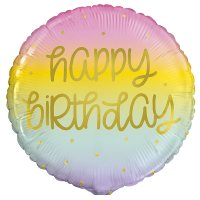 18" Happy Birthday Gold Pastel Rainbow Foil Balloons