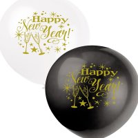 12" Glittering Happy New Year Latex Balloons 8pk