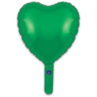 9" Green Heart Self Sealing Foil Balloons 5pk