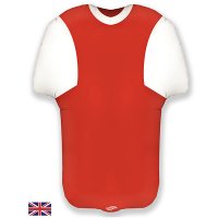 24" Red And White Metallic Sports Shirt Shape Balloons