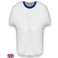 24" White And Blue Metallic Sports Shirt Shape Balloons