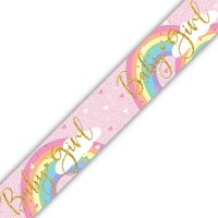 Pastel Rainbow Baby Girl Holographic Banner