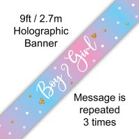 9ft Boy Girl Gender Reveal Holographic Banner