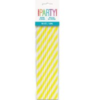 Neon Yellow Stripe Paper Straws 10pk