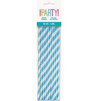 Powder Blue Stripe Paper Straws 10pk