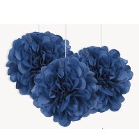 9" Royal Blue Puff Tissue Decorations 3pk