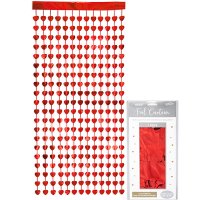 Metallic Red Heart Foil Door Curtains