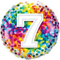 18" 7 Rainbow Confetti Foil Balloons