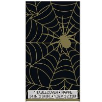 Black & Gold Spider Web Plastic Tablecover 1pk