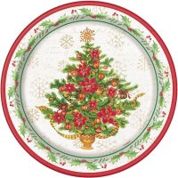 9" Festive Poinsettia Christmas Paper Plates 8pk