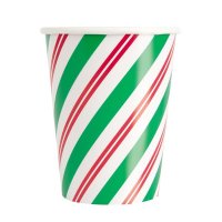 9oz Christmas Peppermint Paper Cups 8pk