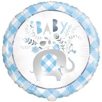 18" Blue Floral Elephant Baby Shower Foil Balloons