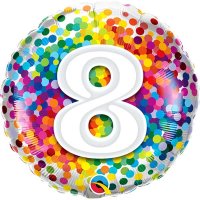 18" 8 Rainbow Confetti Foil Balloons