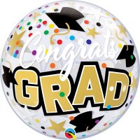 22" Congrats Grad Stars And Dots Single Bubble Balloons