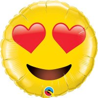 28" Smiley Face With Heart Eyes Shape Balloons