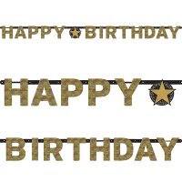 Happy Birthday Gold Sparkling Celebration Letter Banner