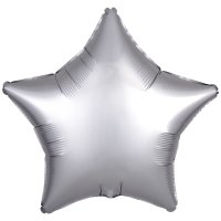 18" Silk Lustre Silver Star Foil Balloons