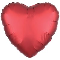 18" Silk Lustre Dark Red Heart Foil Balloons