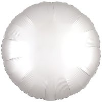 18" Silk Lustre White Circle Foil Balloons - Packaged