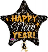 19" Happy New Year Star Foil Balloon