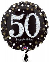 18" Black And Gold 50th Birthday Foil Balloons