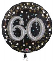 36" Gold Celebration Sparkling 60th Jumbo Foil Balloons