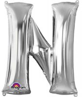 Letter N Silver Supershape Balloons