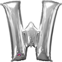 Letter W Silver Supershape Balloons