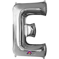 16" E Letter Silver Air Filled Balloons
