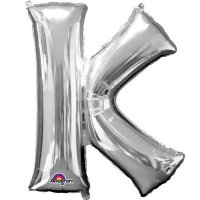 16" K Letter Silver Air Filled Balloons