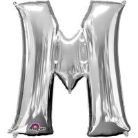 16" M Letter Silver Air Filled Balloons