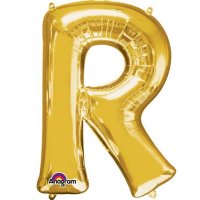 16" R Letter Gold Air Filled Balloons
