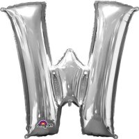 16" W Letter Silver Air Filled Balloons