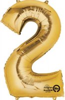 16" Number 2 Gold Air Filled Balloons
