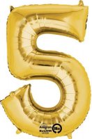 16" Number 5 Gold Air Filled Balloons