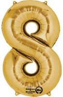 16" Number 8 Gold Air Filled Balloons