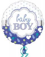 18" Baby Boy Scallop Foil Balloons