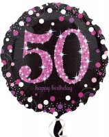 18" Black And Pink 50th Birthday Foil Balloons