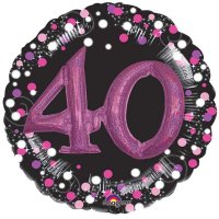 36" Pink Celebration Sparkling 40th Jumbo Foil Balloons