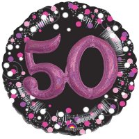 36" Pink Celebration Sparkling 50th Jumbo Foil Balloons