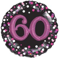 36" Pink Celebration Sparkling 60th Jumbo Foil Balloons