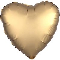 18" Silk Lustre Gold Sateen Heart Foil Balloons