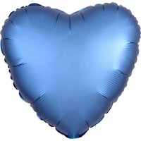 18" Silk Lustre Azure Blue Heart Foil Balloons